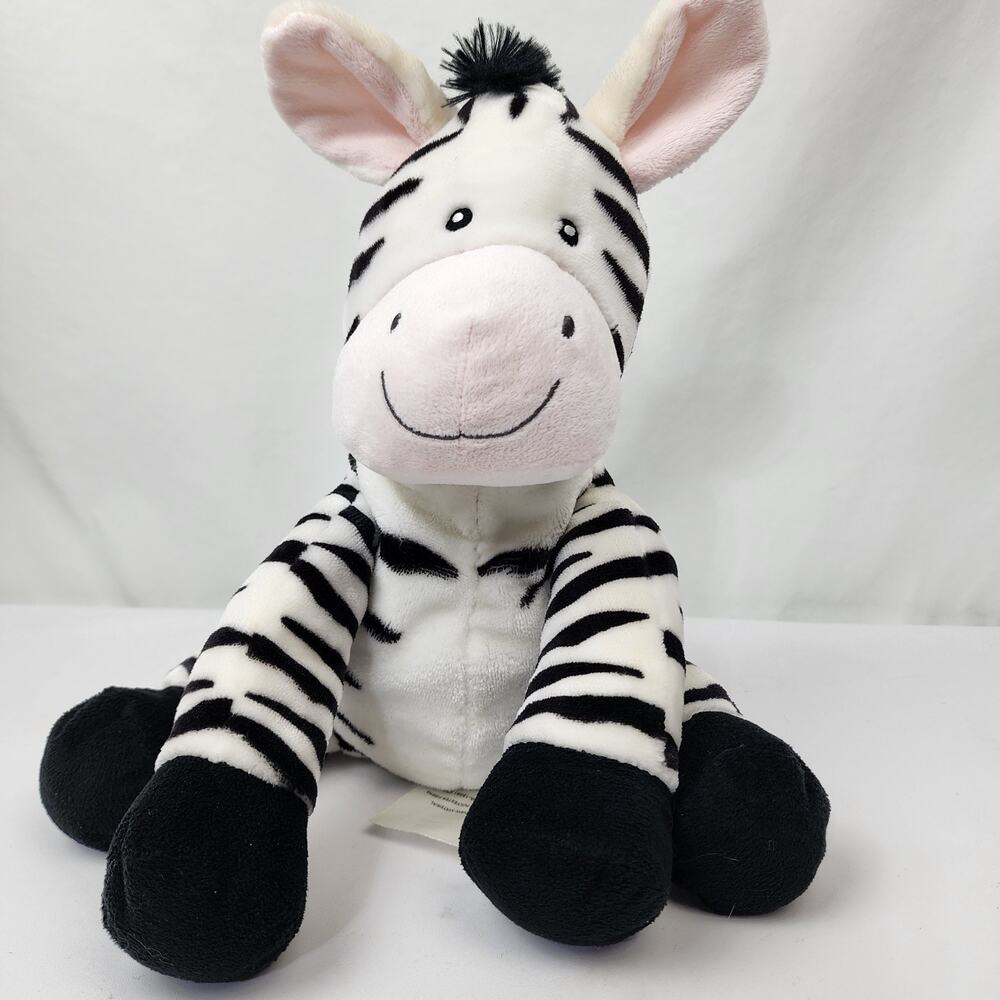 Little Miracles Zebra Plush Costco 15" Black & White Pink Ears Super Soft Clean